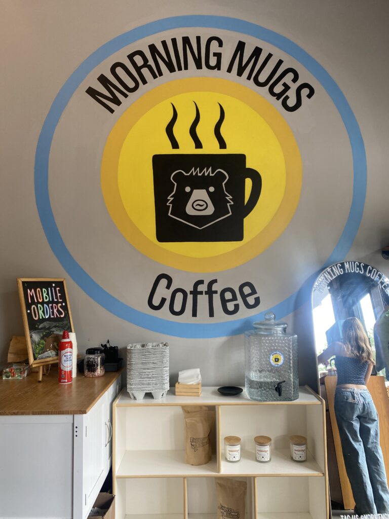 Cafe logo on a wall