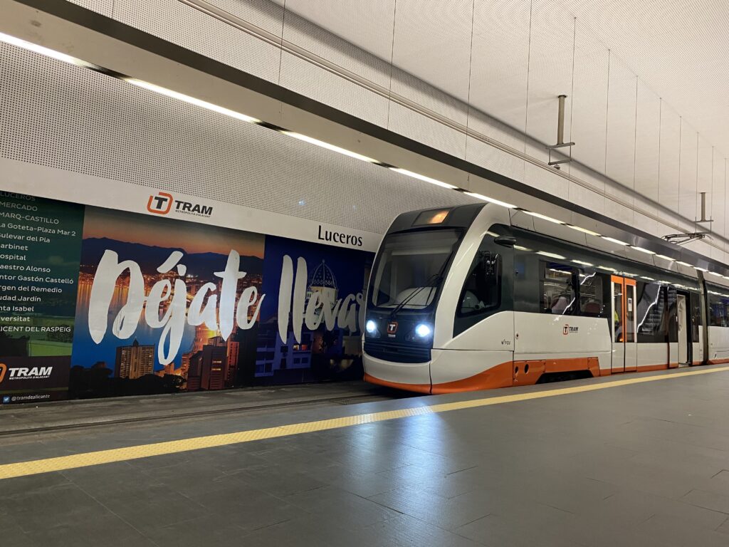 Tram car in an underground station in Spain