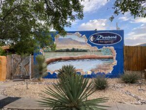 Wall with mural for the Riverbend hot springs in New Mexico
