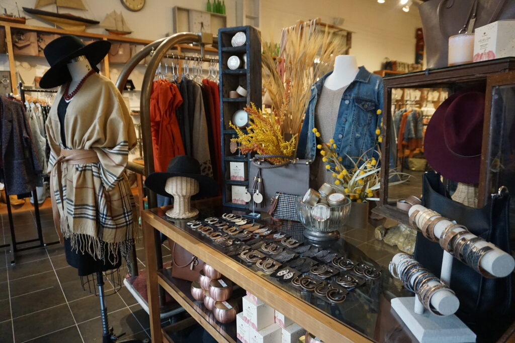 A display of clothing and jewelry in a shopping boutique in downtown Annapolis Maryland