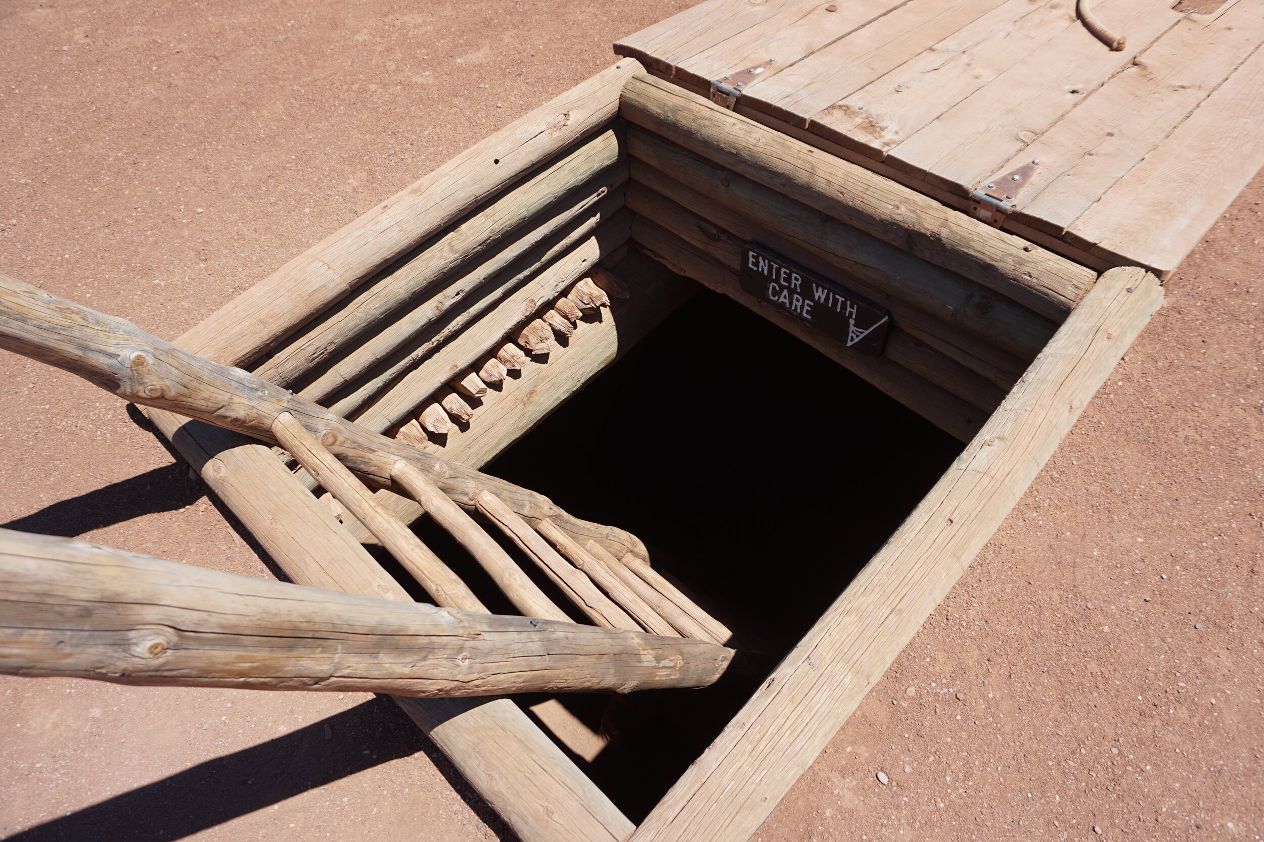 Ladder into underground kiva at Pecos National Historical Park