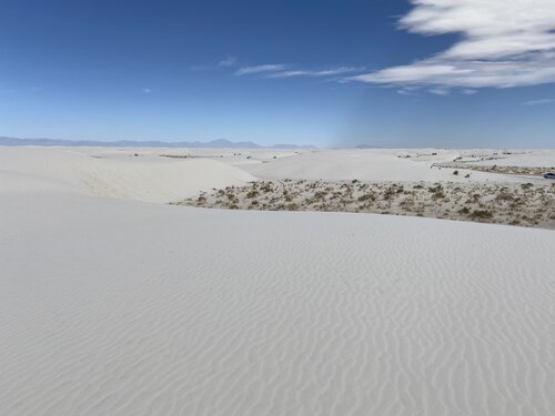 Landscape of white gypsum sand dunes in New Mexico