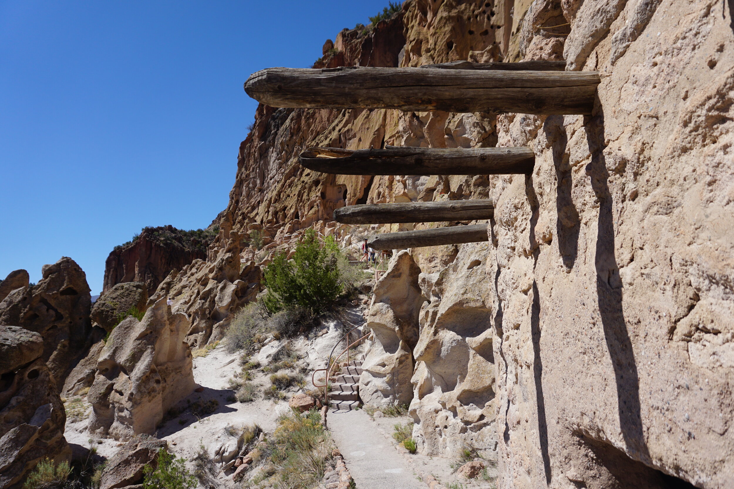Stone ruins and cliff dwellings at Bandelier National Monument