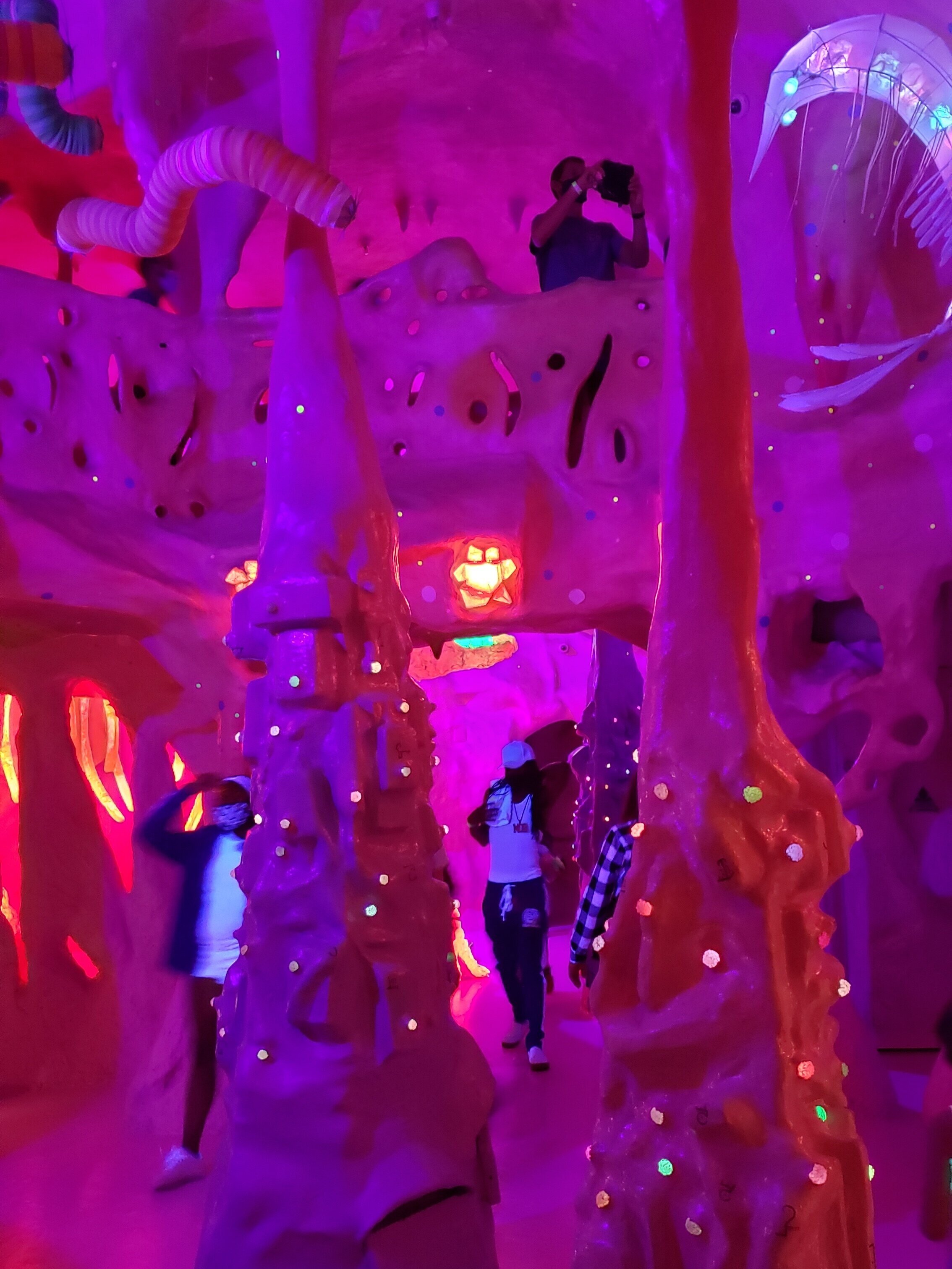 Pink neon futuristic art exhibit