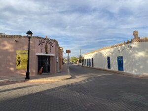 Two one-story buildings in historic New Mexico old town district