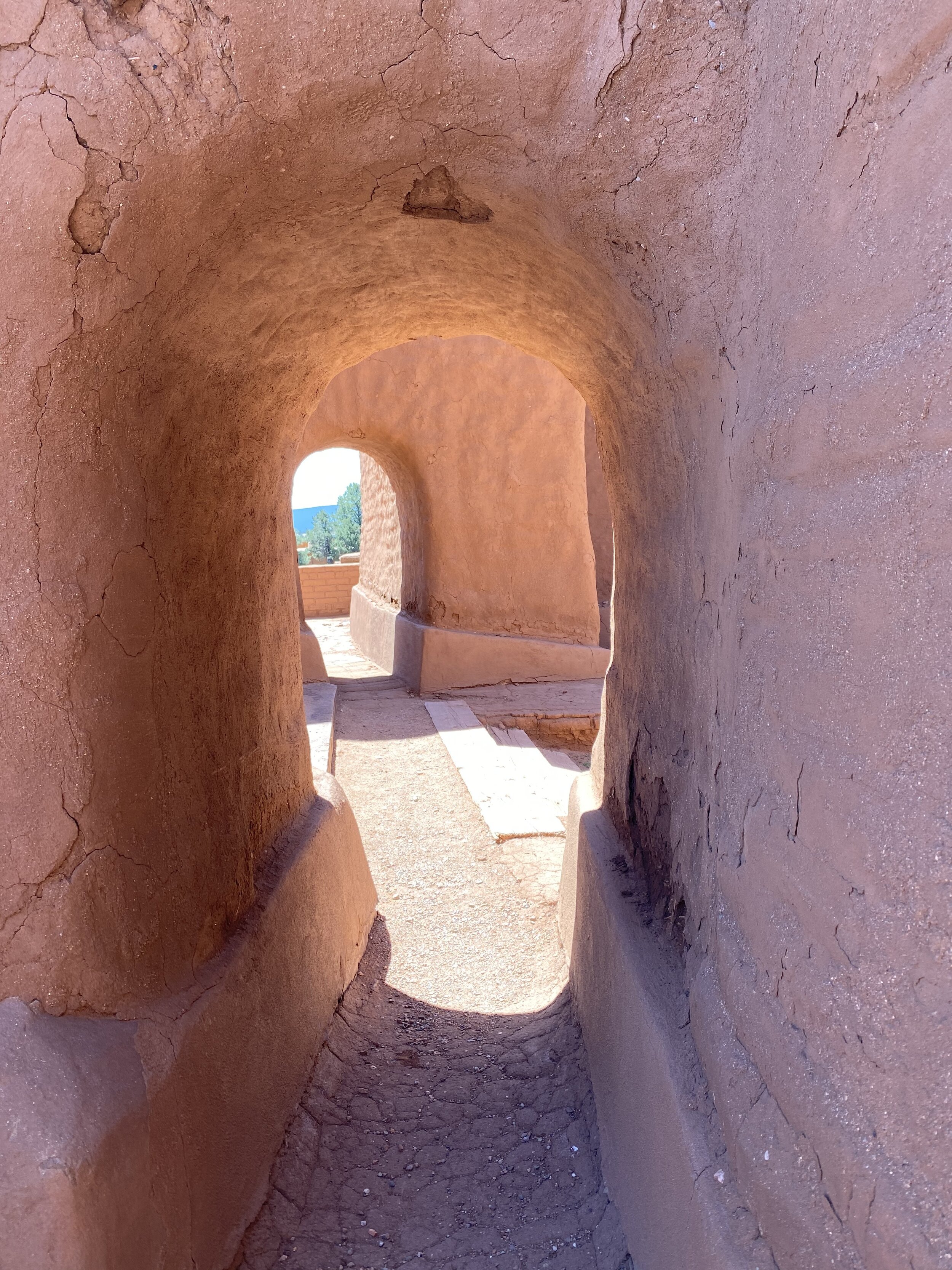 Adobe doorway inside the remains of the mission church at Pecos National Historical Park