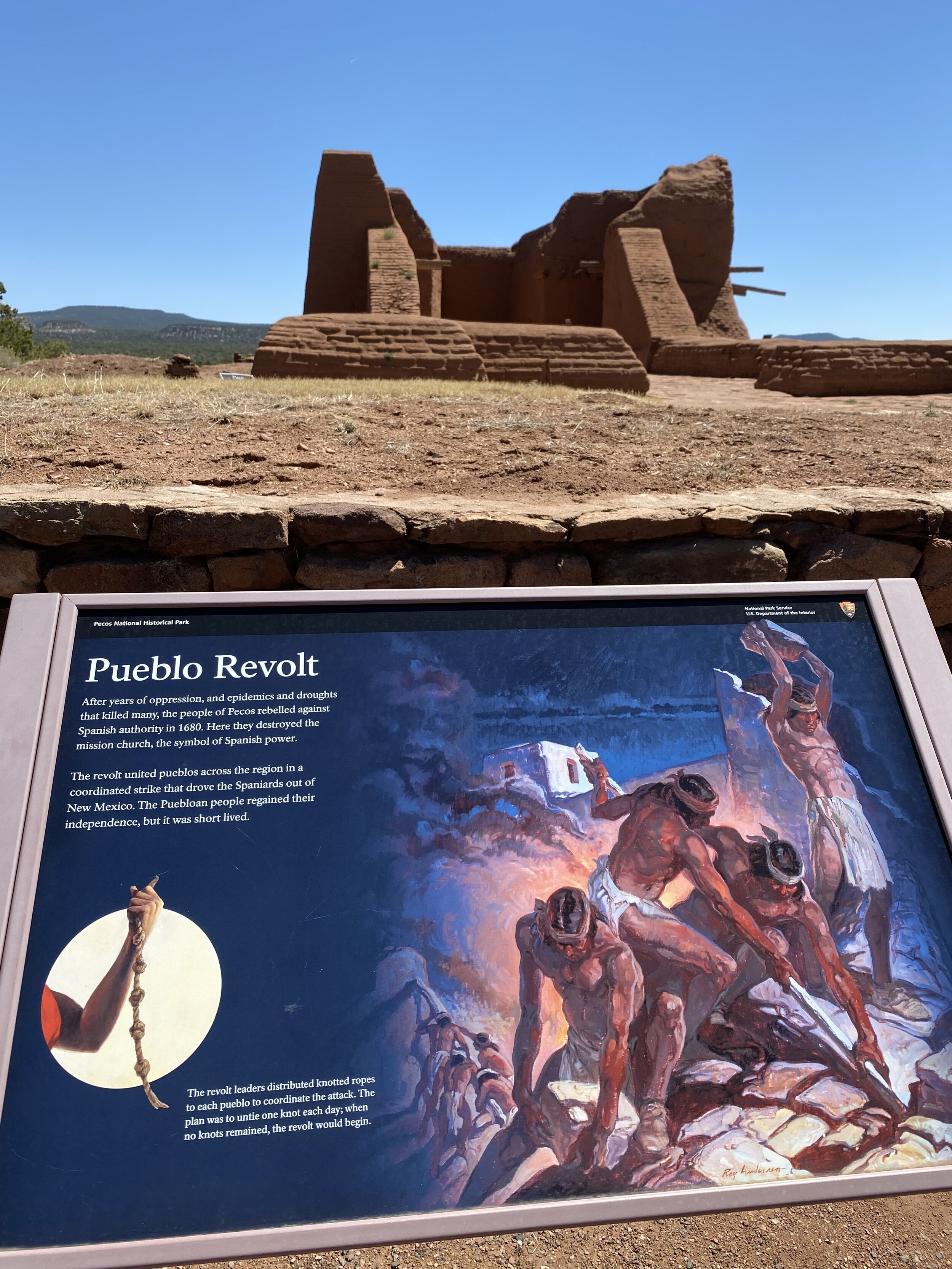 Plaque about the Pueblo Revolt at Pecos National Historical Park