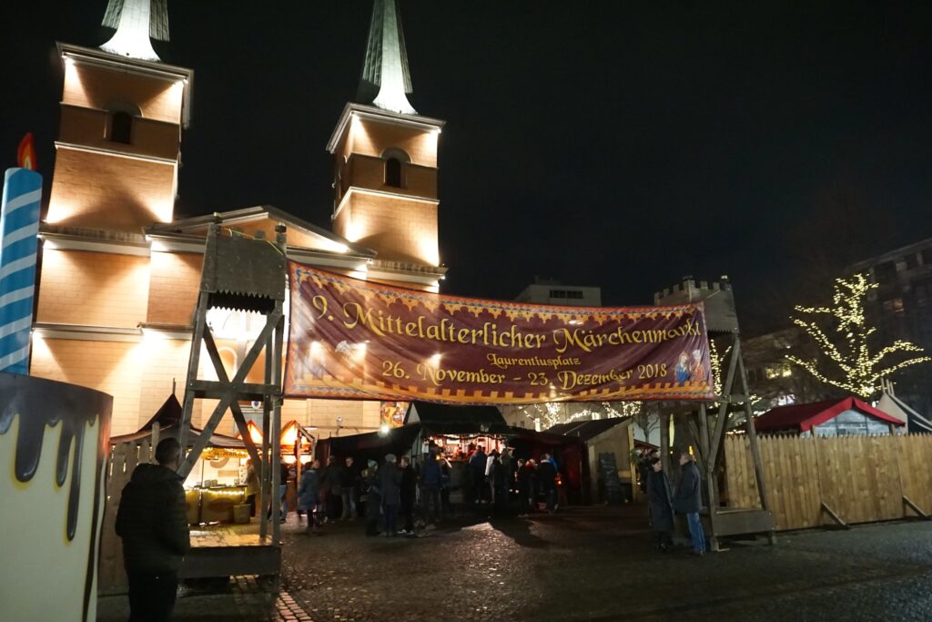 Entrance banner to a German medieval-themed Christmas market