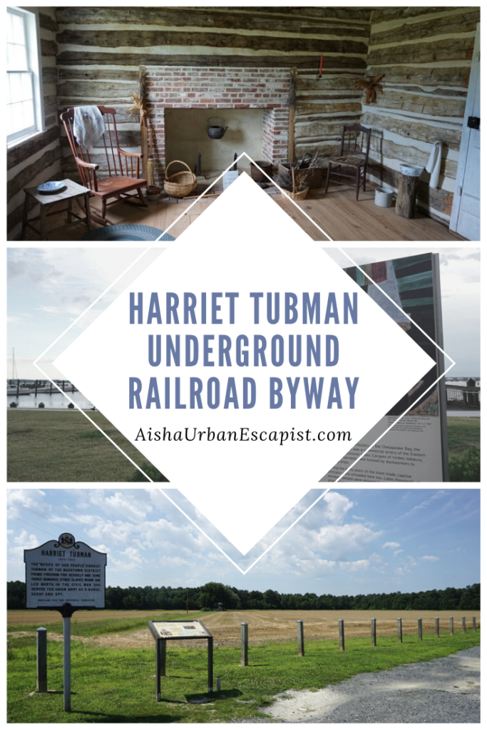 Collage of three photos from the Harriet Tubman Underground Railroad driving tour in Maryland