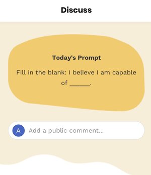 Screenshot of a positive mantra prompt in the Shine self-care app