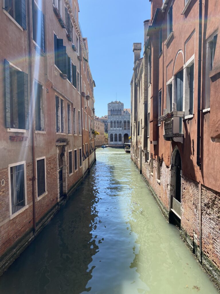 View of building from a Venice Italy canal