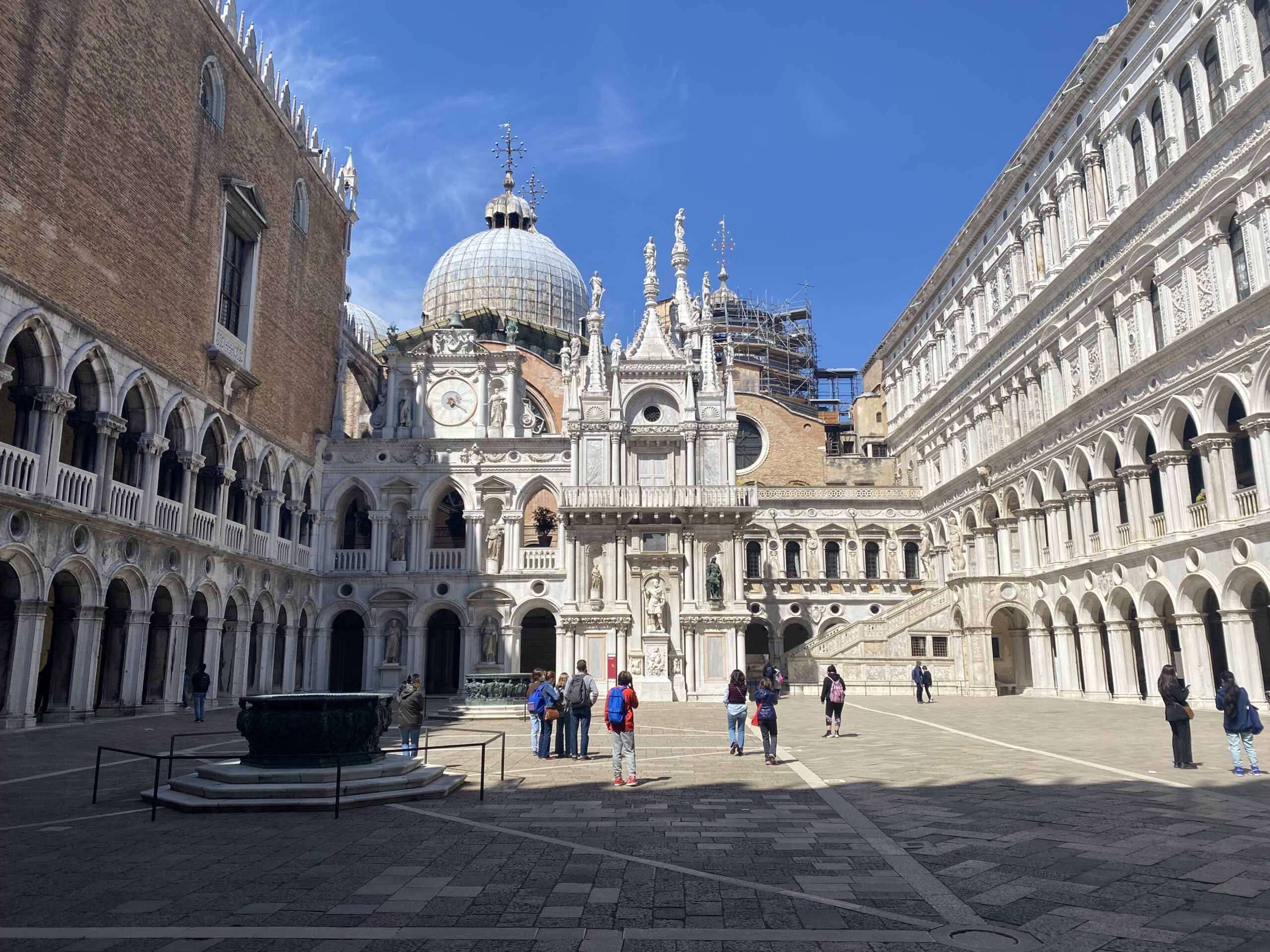 Interior courtyard of Doge's Palace in Venice Italy