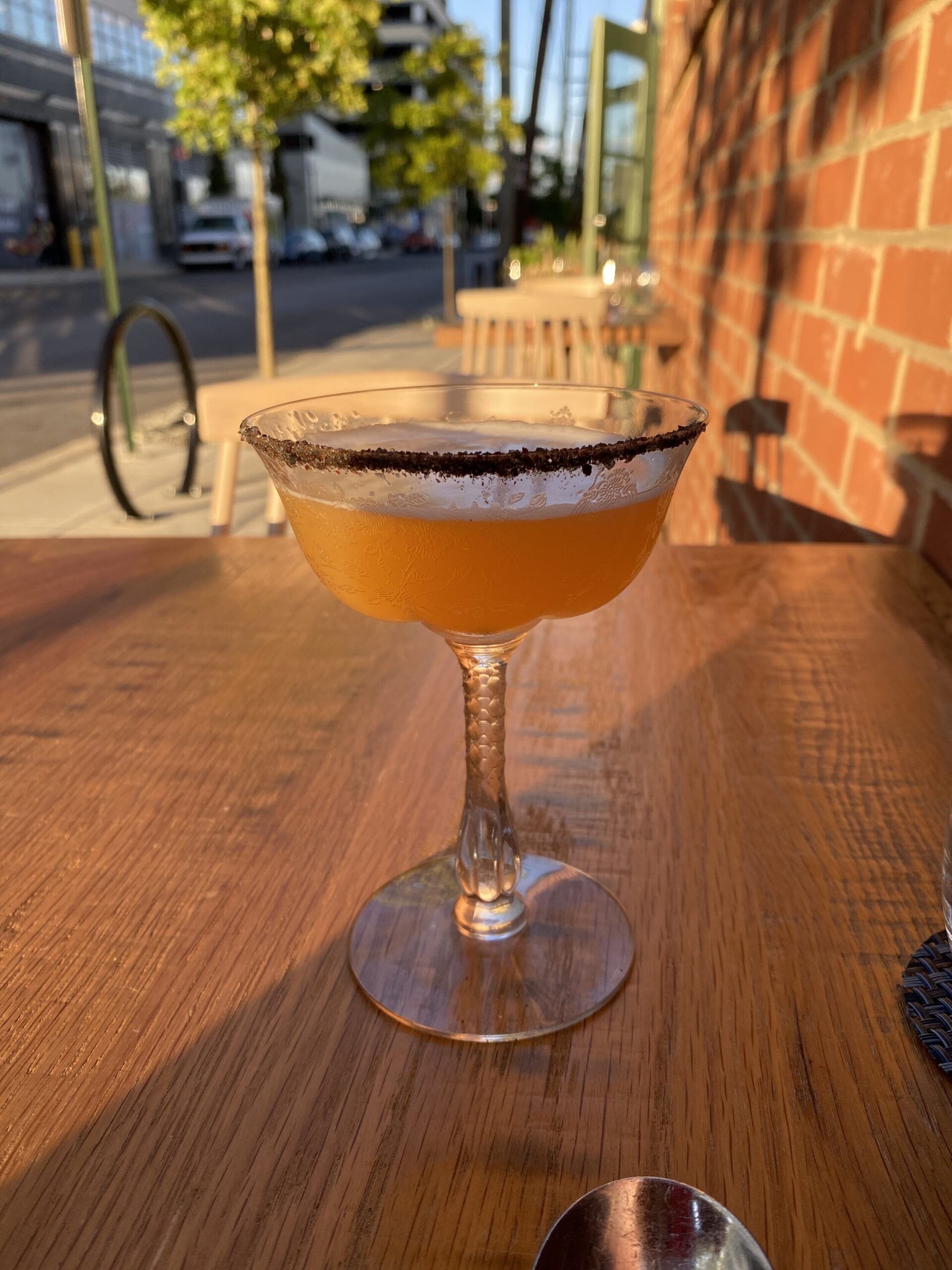 Cocktail drink on an outdoor table at a Washington DC restaurant