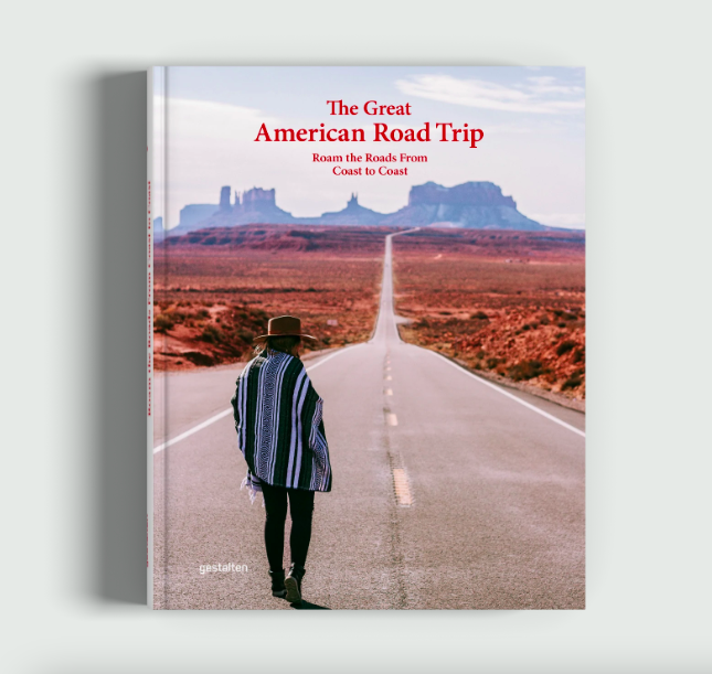 A book with a woman standing in the middle of an empty desert road on the cover