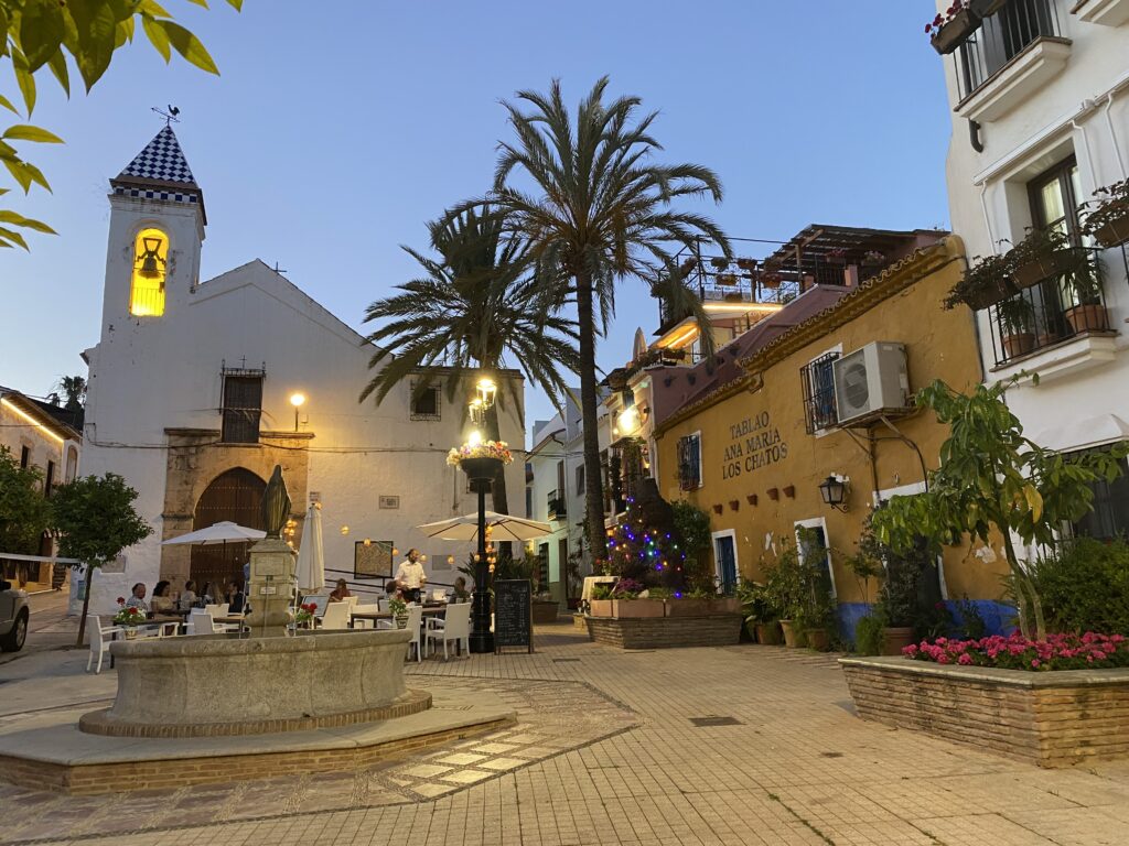 Plaza at dusk in Old Town Marbella
