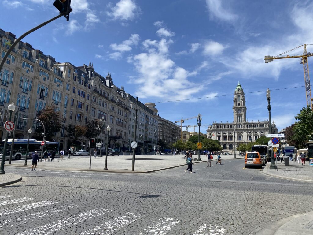 Large promenade in downtown Porto Portugal