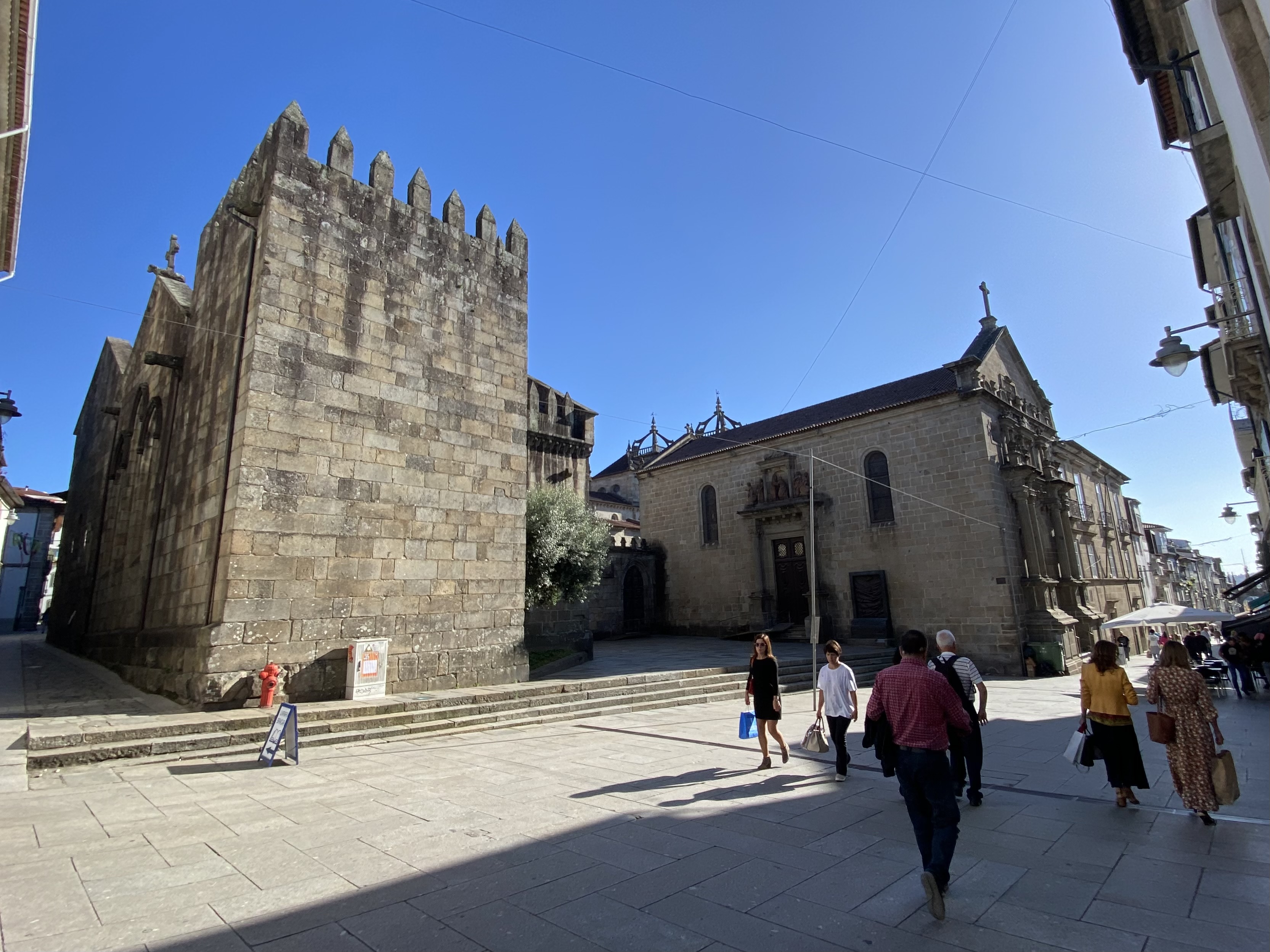 Stone cathedral building complex in a Portugal historic center