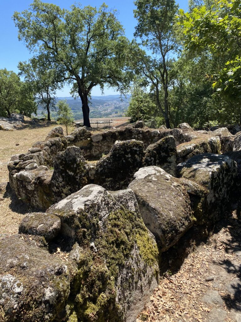 Circular Iron Age stone ruins on a mountaintop in Portugal
