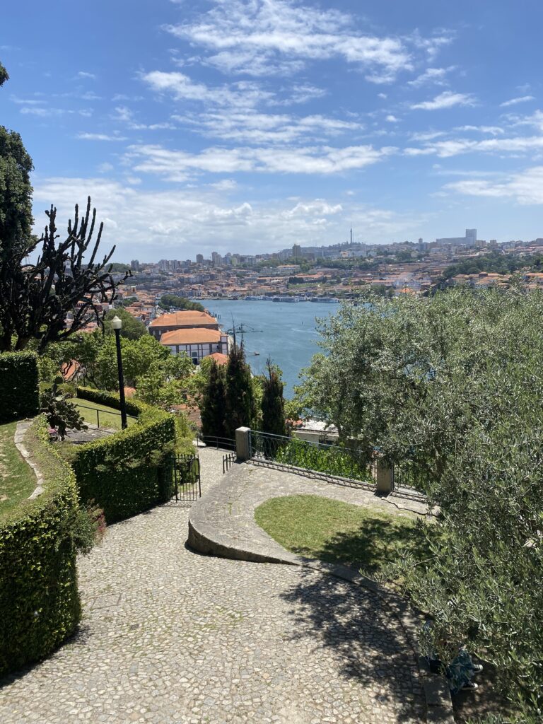 View of the Douro River and opposite coast from a walking path in a park