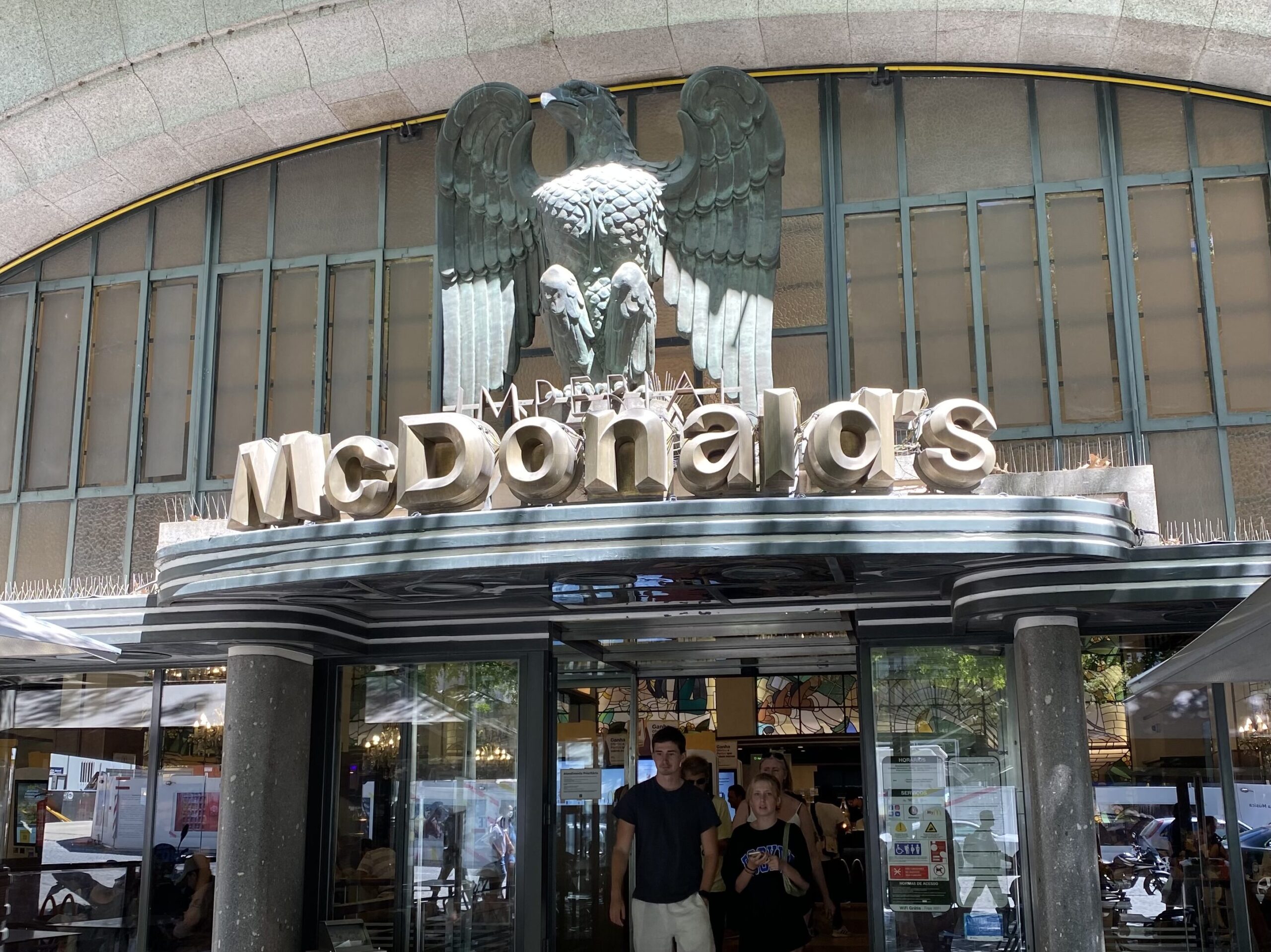McDonald's entrance in Porto Portugal with eagle over name