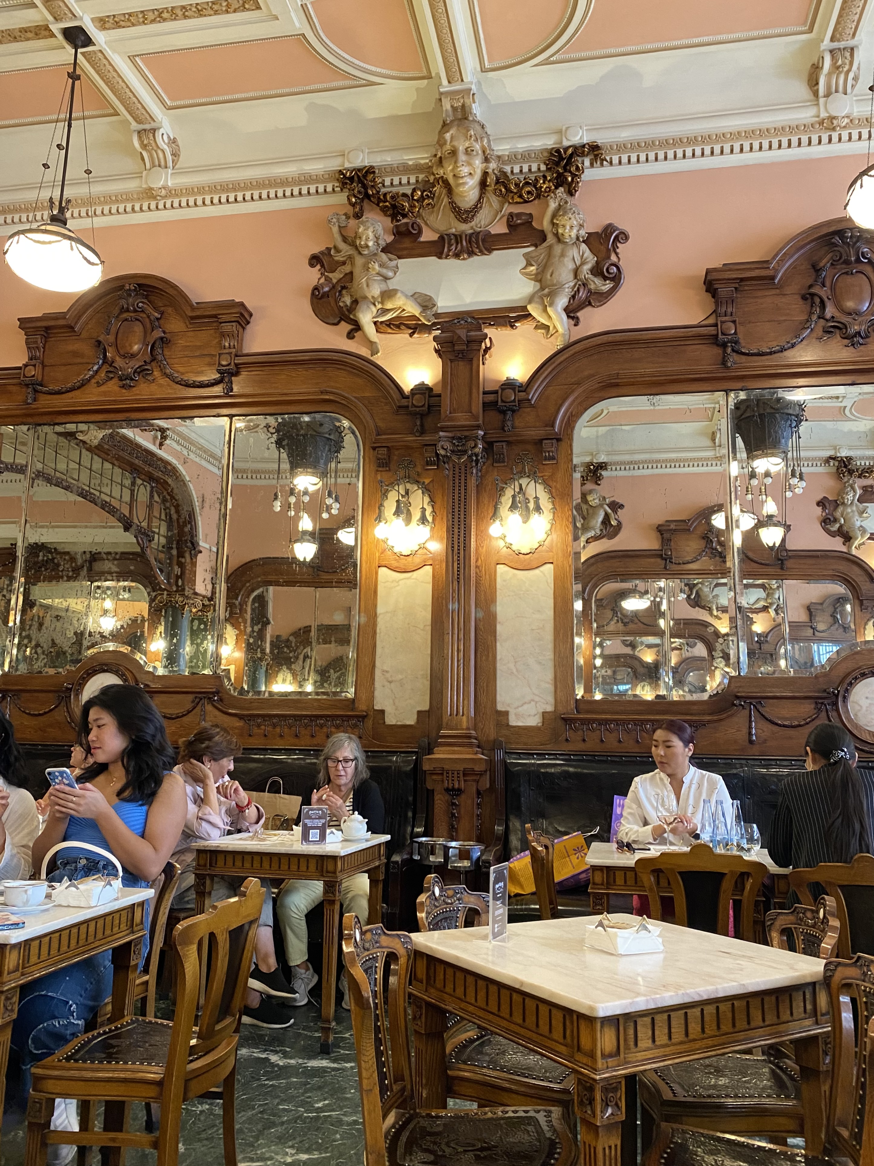 Art deco interior of Majestic Cafe in Porto Portugal