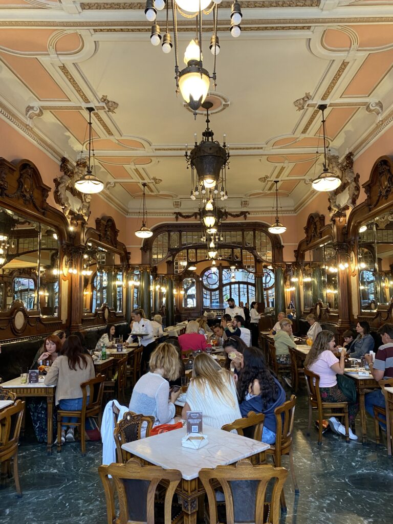 Art deco interior of Majestic Cafe in Porto Portugal
