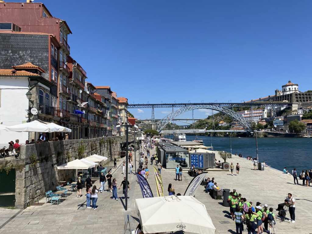 View of the Ribeira riverfront in Porto Portugal