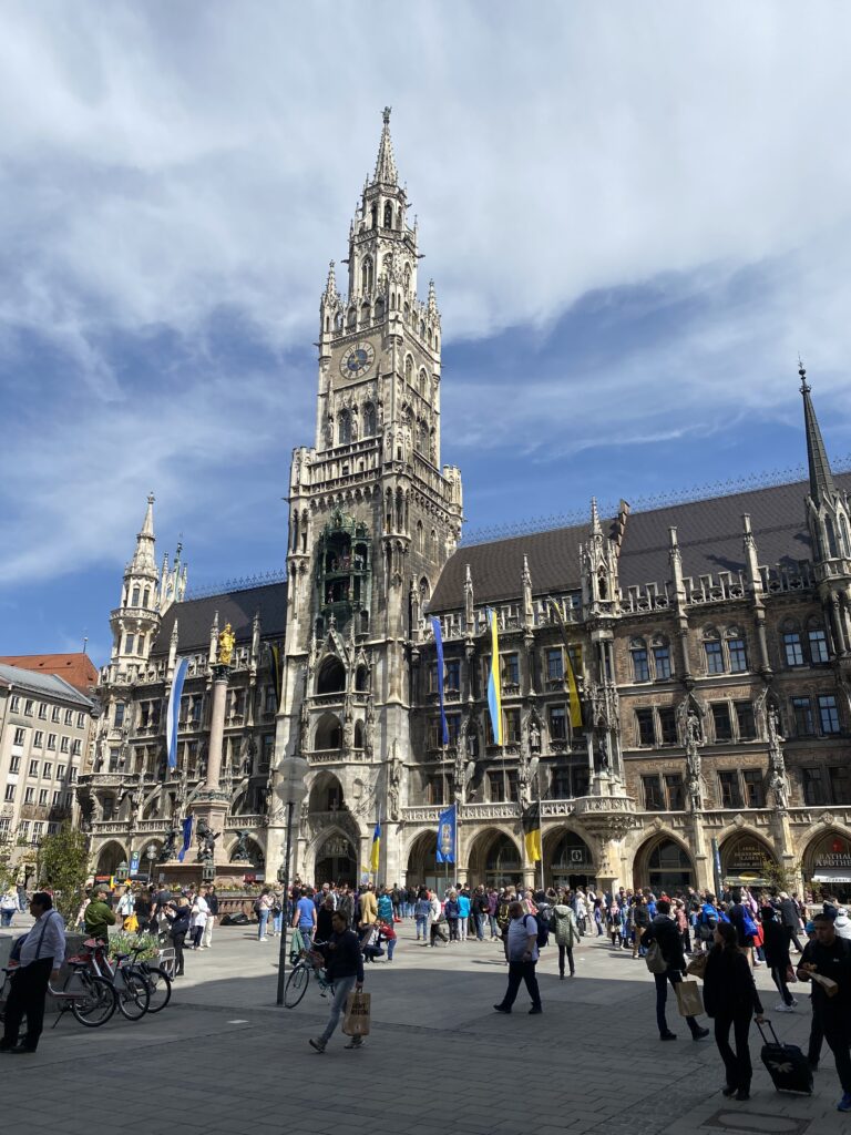 Medieval style new town hall in Munich central plaza