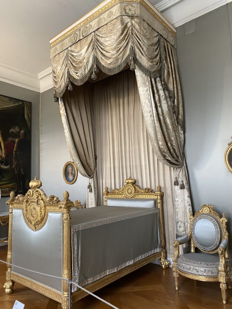 Royal palace bed with elegant curtains