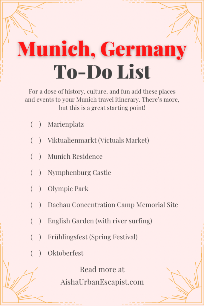 Checklist graphic of Munich to-do list