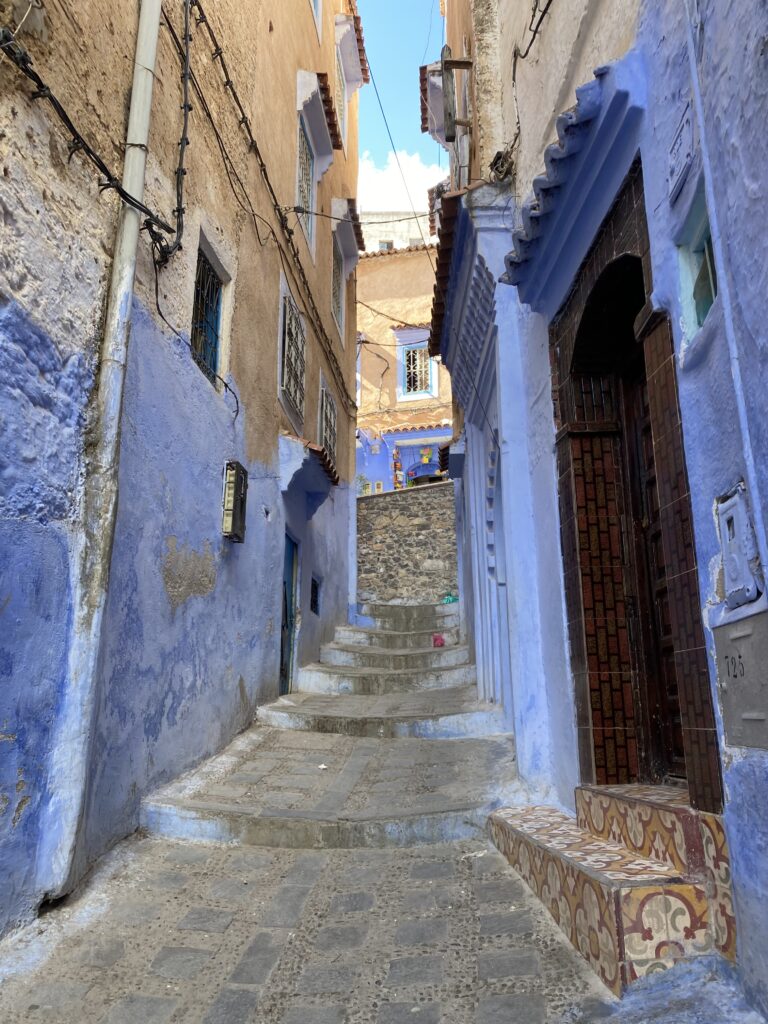 Chefchaouen Morocco street painted blue and white