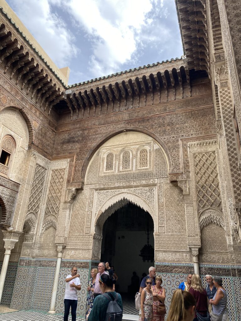 Courtyard of historic madrasa in Fez Morocco