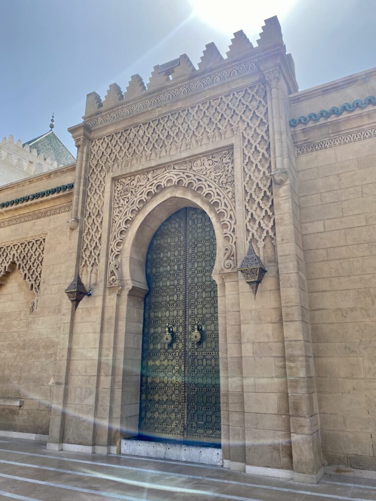 Ornate double door of mosque in Rabat Morocco