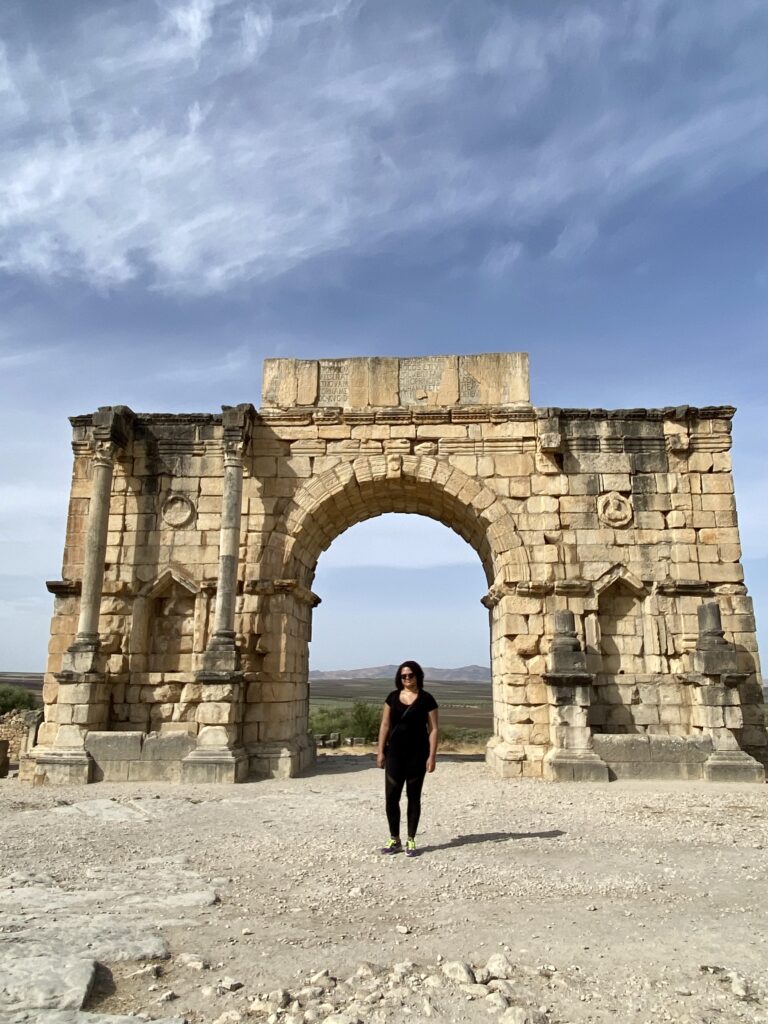 Stone arch ruins of Roman city Volubilis in Morocco