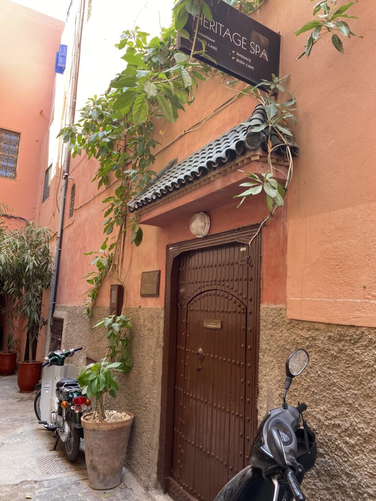 Front door of hammam in Marrakesh Morocco medina