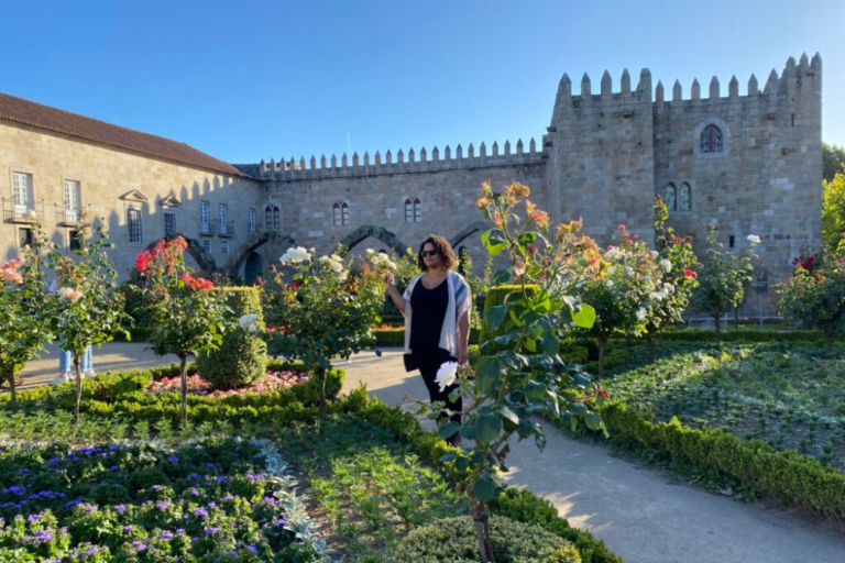 Woman standing in garden in Portugal