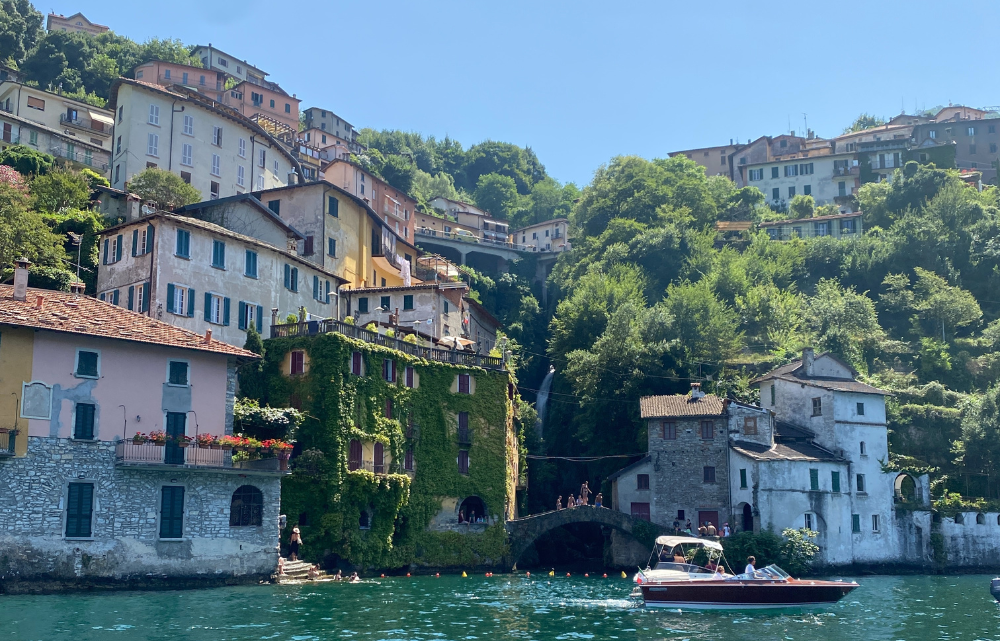 Buildings along the Lake Como Italy coast