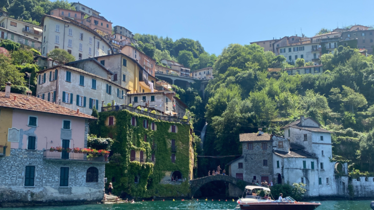 Buildings along the Lake Como Italy coast