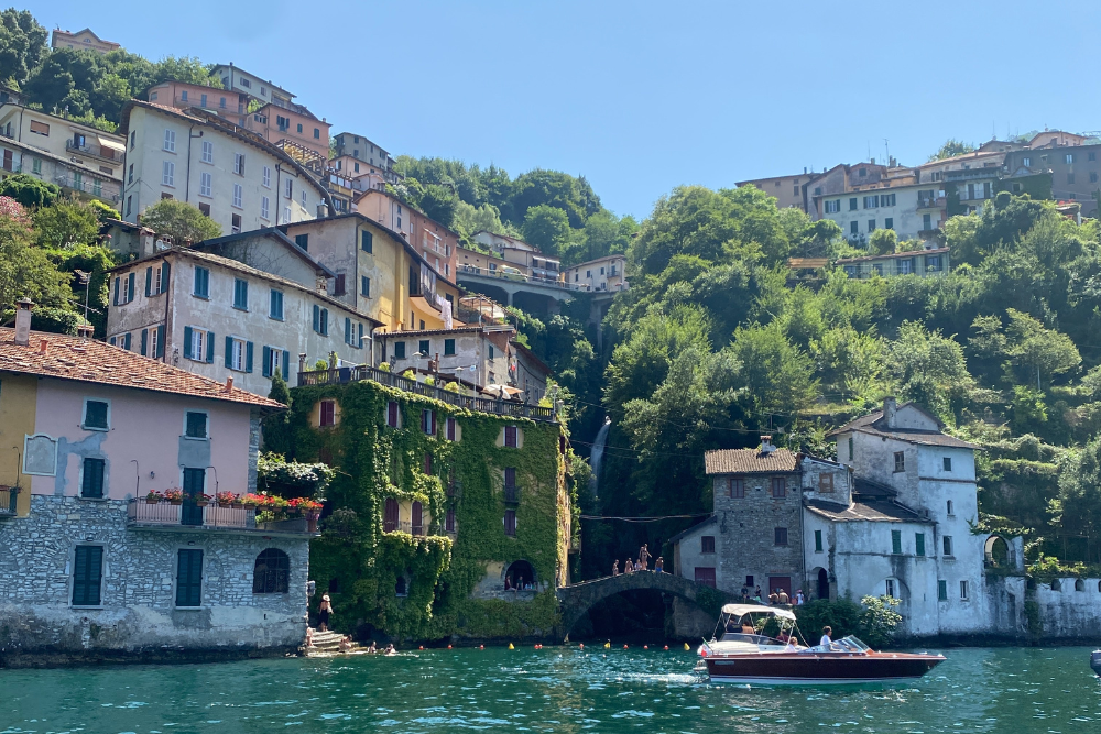 Buildings along the Lake Como Italy coast