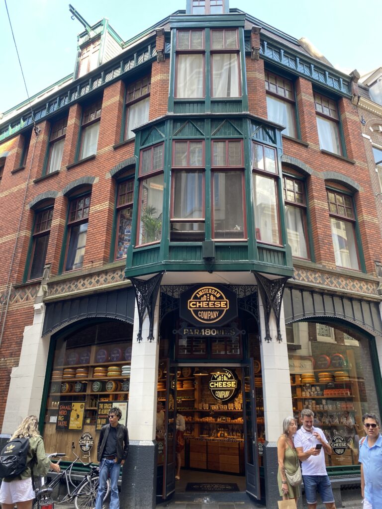 Corner cheese shop in an architecturally interesting building in Amsterdam