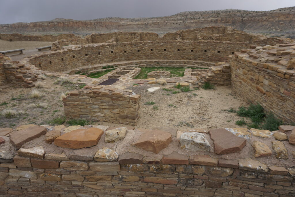 Ancient Native American ruins among desert landscape