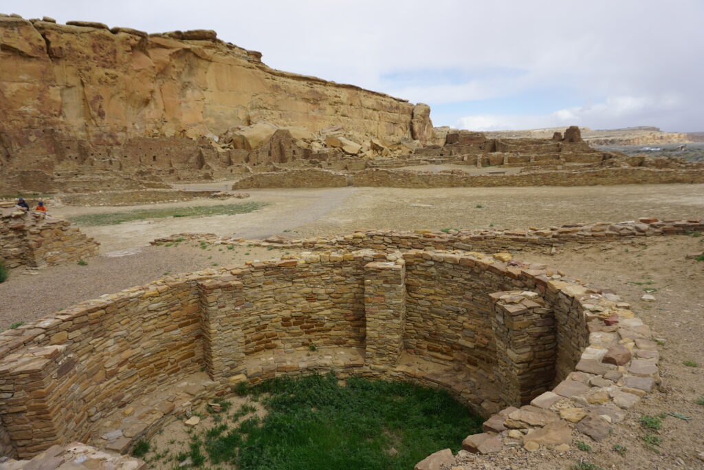 Ancient Native American ruins among desert landscape