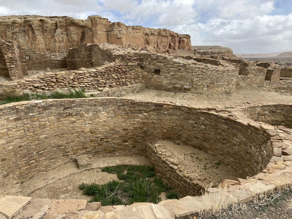 Ancient Native American ruins among desert landscape