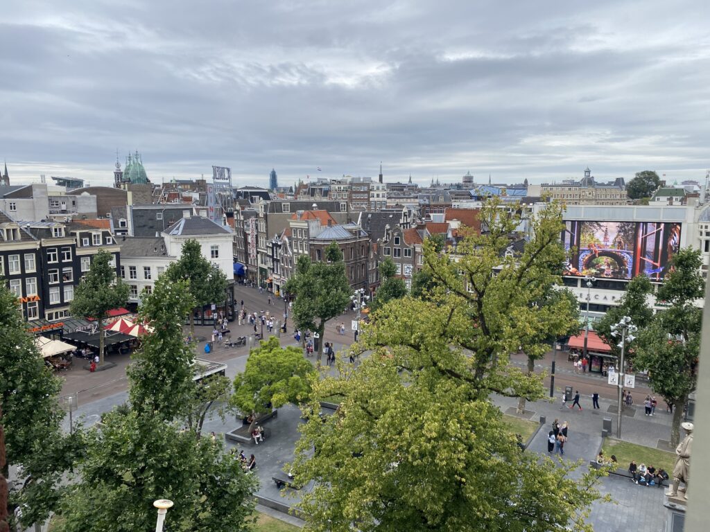 View overlooking Rembrandt Square in Amsterdam Netherlands