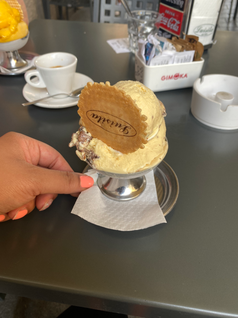 Ice cream on a table
