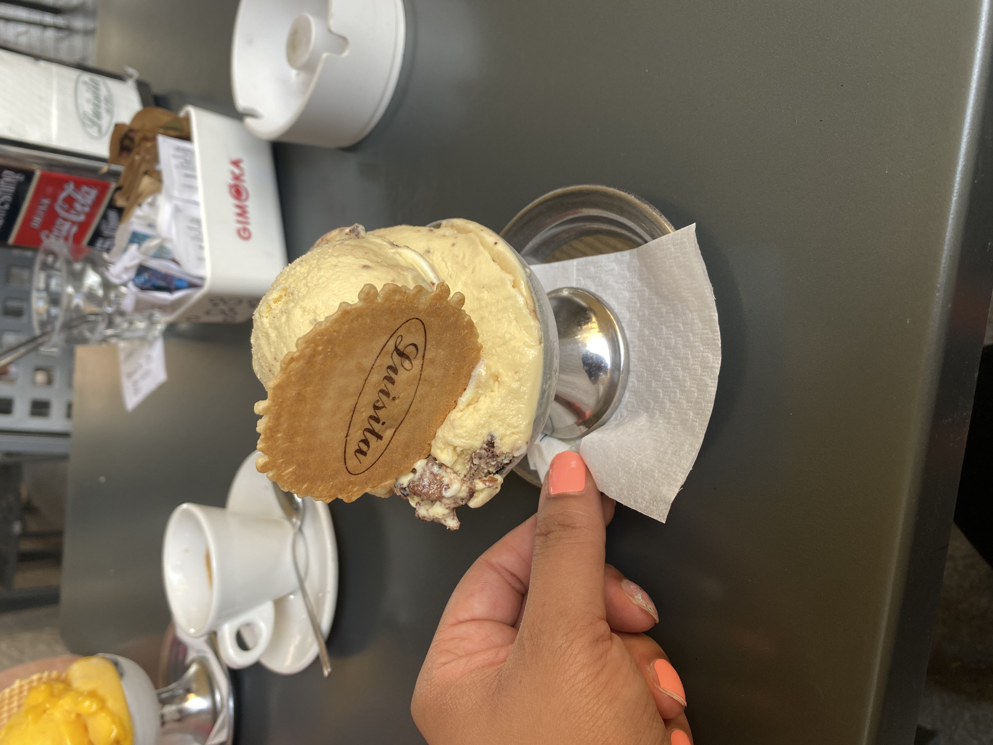 Ice cream on a table