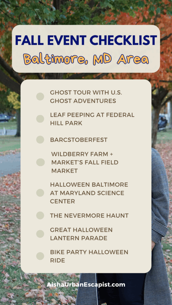 Checklist of Baltimore area autumn events guide