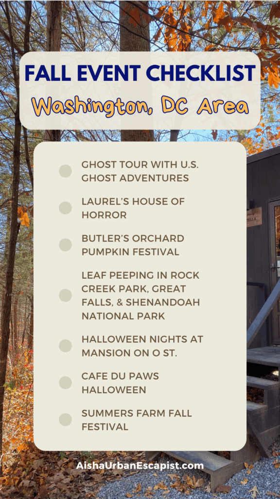 Checklist of Washington DC autumn events guide