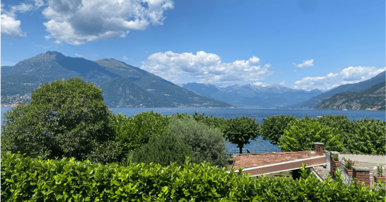Panoramic view of mountains along Lake Como Italy