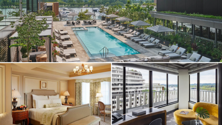 Photo collage of images from three of the best Washington DC hotels